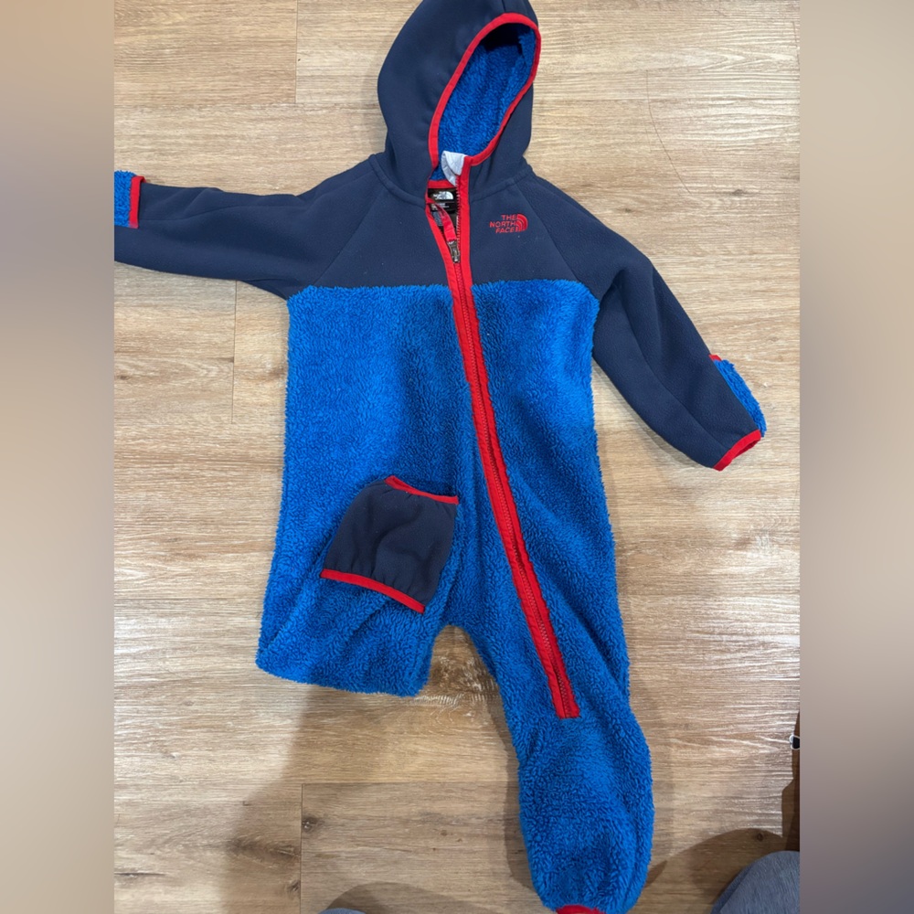 The North Face Blue and Red Kids Footie